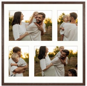 Képkeret 4 képhez 10x15 cm 15x21 cm barna fotógaléria 40x40 cm Framai
