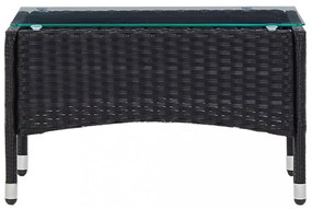 fekete polyrattan dohányzóasztal 60 x 40 x 36 cm