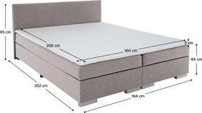 Boxspring ágy, szürkésbarna Taupe, 160x200, ADARA