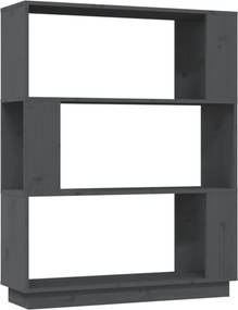 vidaXL szürke tömör fenyőfa könyvszekrény/térelválasztó 80x25x101 cm