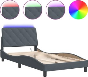vidaXL sötétszürke bársony ágykeret LED-ekkel matrac nélkül 100 x 200 cm