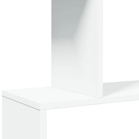 4 szintes fehér szerelt fa elválasztó könyvespolc 70x24x129 cm