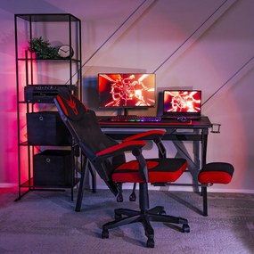 Gamer Forgószék Fekete/Piros Színben. Teherbírás: 150 kg. BING