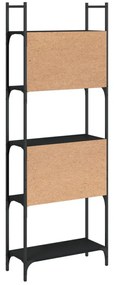 5 szintes fekete szerelt fa könyvespolc 60,5x24x166,5 cm