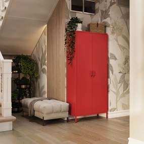 Gardróbszekrény FLAVIO, 800 x 1850 x 450 mm, Modern: piros