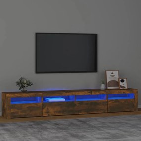 füstös tölgy színű TV-szekrény LED-lámpákkal 240x35x40 cm