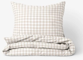 Goldea pamut ágyneműhuzat - latté kockás 240 x 220 és 2db 70 x 90 cm