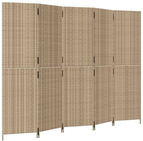bézs 5-paneles polyrattan térelválasztó