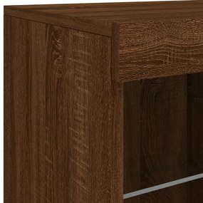 barna tölgy színű tálalószekrény LED-ekkel 81 x 37 x 67 cm