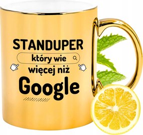 Prémium Arany Fényes Bögre Standuper Ajándék Nyomtatott Fotóval