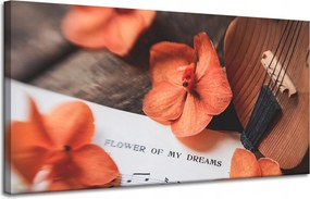 Vászonkép Zene Kotta Hegedű Virágok 120x60
