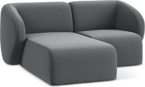 Szürke bársony sarokkanapé (bal oldali-heverő résszel) Lani – Makamii