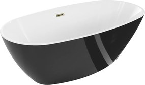 Luxury Eris szabadon álló fürdökád akril  170 x 85 cm, fehér/fekete,  leeresztö arany - 53441708575-G Térben álló kád