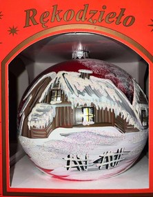 Exkluzív, kézzel készített karácsonyfadísz Téli tájkép