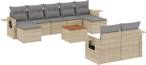 vidaXL 10 részes vegyes bézs polyrattan kerti ülőgarnitúra párnákkal