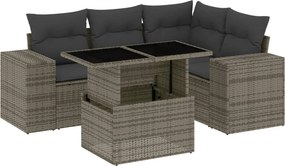vidaXL 5 részes szürke polyrattan kerti ülőgarnitúra párnákkal