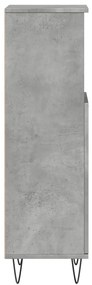 Betonszürke szerelt fa fürdőszobaszekrény 30 x 30 x 100 cm