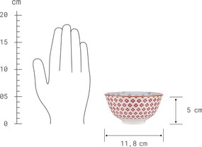ORNAMENTS tálka 240 ml, piros-kék