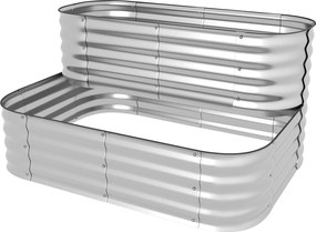 Outsunny Emelt Kertágy Fém, 2-Szintes Ültetőedény, Növényi Doboz, Zöldségágy Csavarokkal, Fűszerkert Kerthez, Erkélyhez, Ezüst, 118 x 45 x 30 cm | Aos