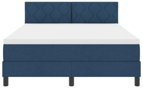 Box Spring Ágy Matraccal &amp; LED Kék 160x200 cm Szövet