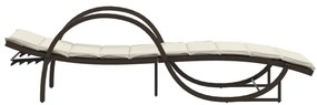 Barna polyrattan napozóágy párnával 60 x 199 x 42 cm