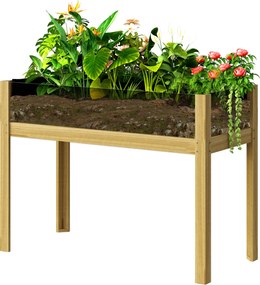 Outsunny Emelt Ültetődoboz Akril Panelek, Leeresztő Nyílások, Fa Ültetődoboz, Időjárásálló Zöldséges Ágyás, Kert Ágyás, Ültetőágyás Kerthez, Balkonhoz