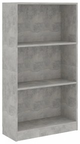 3 szintes betonszürke szerelt fa könyvszekrény 60x24x109 cm