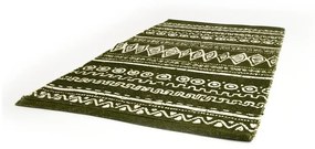 Ethnic zöld-fehér pamut szőnyeg, 55 x 110 cm - Webtappeti