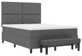 Box Spring Ágy Matraccal és Pad Sötétszürke 140x190 cm Szövet