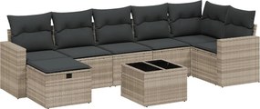 vidaXL 8 részes világosszürke polyrattan kerti ülőgarnitúra párnával