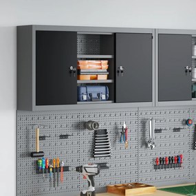 Falra Szerelhető Szerszámos Szekrény Pegboarddal Fekete 100x20x55 cm Acél