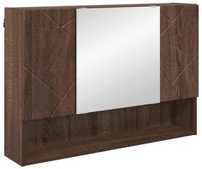 Fürdőszobai tükörszekrény barna tölgy 80 x 17 x 55 cm Faanyag