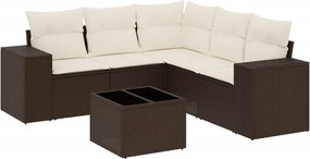 vidaXL 6 részes barna polyrattan kerti ülőgarnitúra párnával