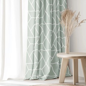 Goldea pamut függöny - mozaik minta zsálya alapon 180x150 cm