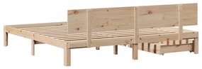 tömör fenyőfa ágykeret fiókokkal 200 x 200 cm