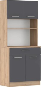 Négyajtós szekrény, artisan tölgy/grafit, DOMIS NEW