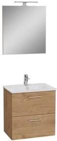 VitrA Mia Fürdőszobabútor szett mosdóval, tükörrel és világítással 59x61x39,5 cm arany tölgy MIASET60D