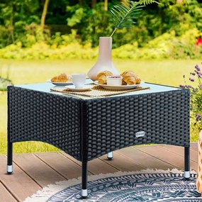 Deuba Rattan asztalka 58x58x42 cm - fekete