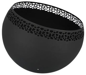 Gömb alakú fém tűzrakó lézervágott mintával, fekete, 46,5x58 cm