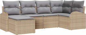 vidaXL Kerti Kanapé Szett 6 pcs Bézs polirattan