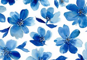 Fotótapéta - Kék festett virág (147x102 cm)
