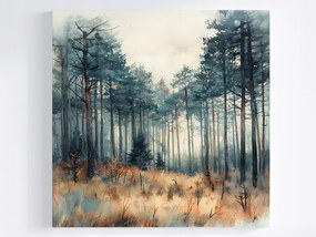Poszter Akvarell Tájkép Erdő Fenyőfák 80x80