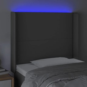 szürke műbőr LED-es fejtámla 93x16x118/128 cm