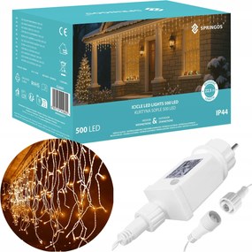 Jégcsap Kültéri Karácsonyi Lámpa 1500LED Funkciók Függöny 67m Meleg Fehér