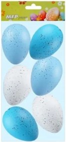 Tojás dekoráció műanyag 6cm 6db mix kék