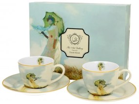 Porcelán kávés csésze szett - 100ml - Monet: Hölgy esernyővel