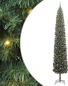 vidaXL Mű karácsonyfa 300 LED-del Zöld 270 cm PVC, acél és műanyag