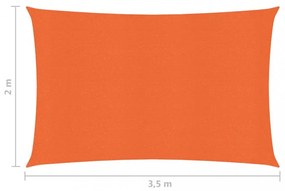narancssárga HDPE napvitorla 160 g/m² 2 x 3,5 m