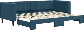 vidaXL kék kihúzható bársony heverő 80 x 200 cm