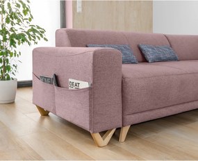 Rózsaszín kinyitható-tárolóhelyes sarokkanapé (jobb oldali-L alakú) Classy Sophie – Miuform